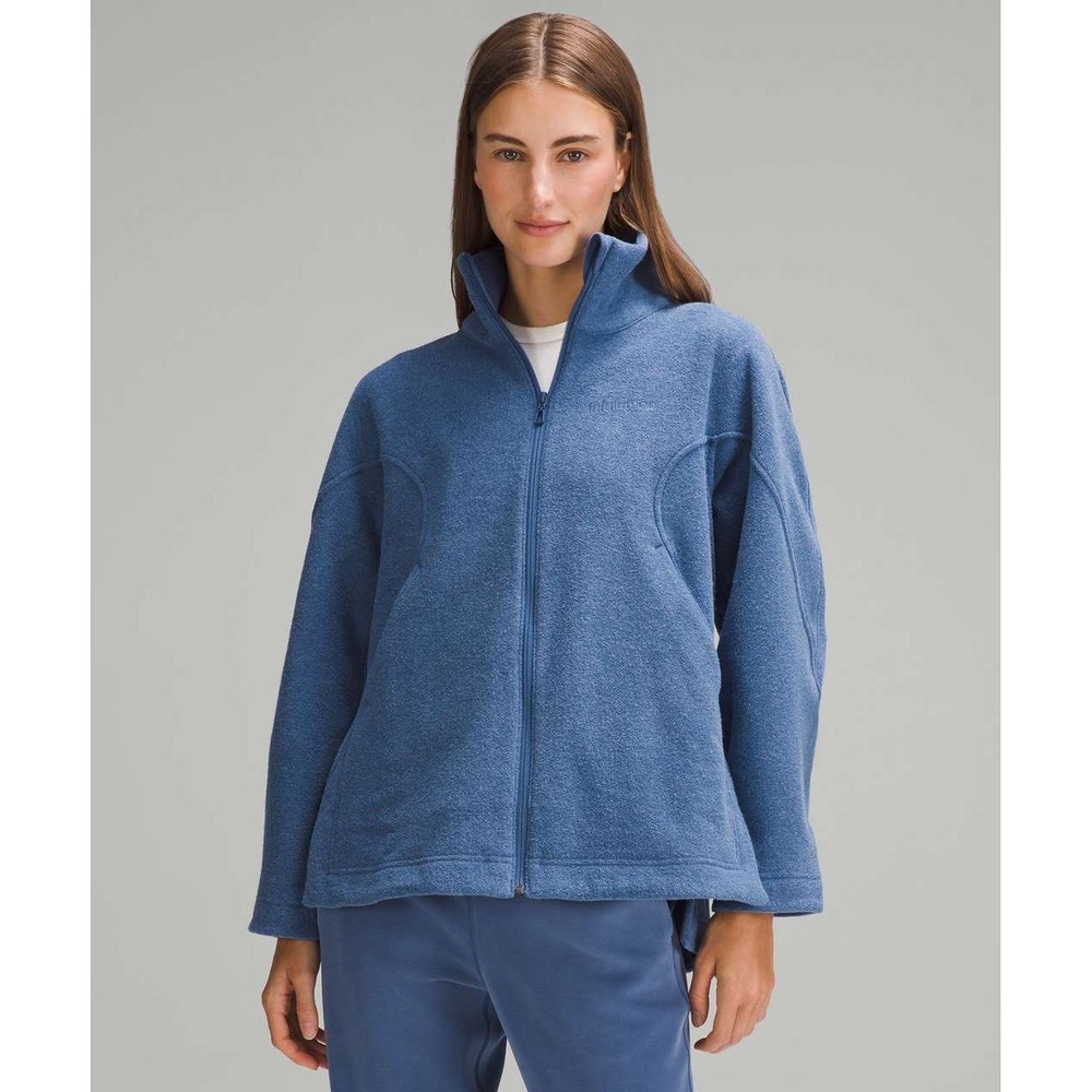 lululemon Looped Terry Fleece Full Zip Women 8 Pitch Blue Full Zip Jacket